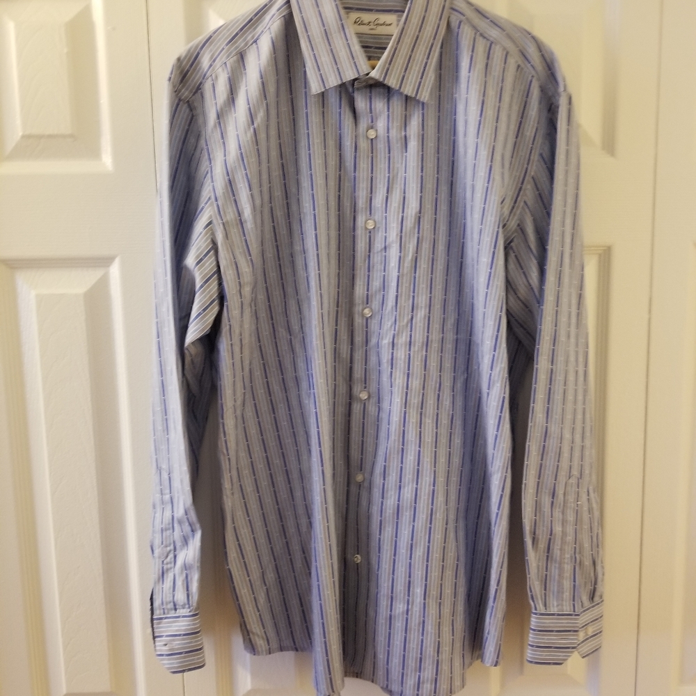 Robert Graham Men Baumwolle Long Sleeve Button Up Tailored Shirt Size 44 17.5.